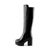 Winter zipper Knee High Boots Women Fashion White Square Heel Long Boots Woman L - £76.48 GBP