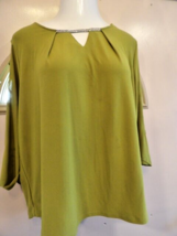 89th and Madison Blouse 2x Lime Green 3/4 Sleeve Embellished Rhinestone Trim - £8.32 GBP