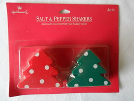 HALLMARK Salt and Pepper Shakers Red/Green Polka Dot Christmas Tree New in Packa - $3.95