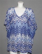 INC Blue White Tones Chevron See-Through Stripes Poncho w/Armholes Wm&#39;s OX - $28.99