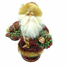 Old World Style Santa Claus Christmas Figure 13 in Fabric Faux Fur Wreath Fruit - £10.39 GBP