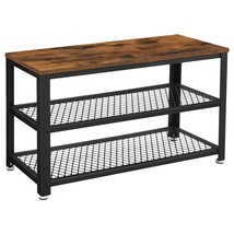 Shoe Bench, 3-Tier Shoe Rack 28.7 Long, Shoe Shelf Storage Bench With Metal Mesh - £71.37 GBP