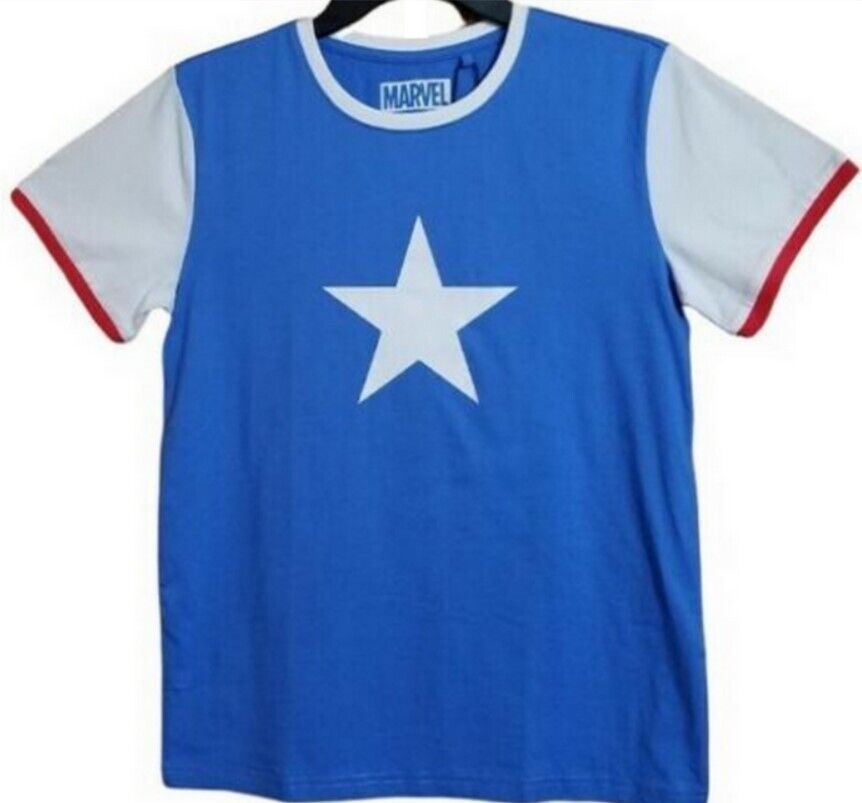 Marvel AVENGERS Captain America Shield Logo Big Boy Raglan Shirt (12 )  - £10.27 GBP