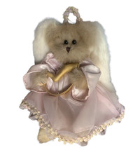 Bearington Collection Angel Bear Wings Harp 11” Pink Dress Cream Furry Wings - £8.99 GBP