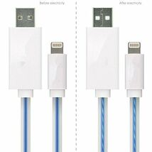 Red Gem Visible Flowing LED Light Up Noodle Data Sync &amp; Charging Cable 3... - $4.95