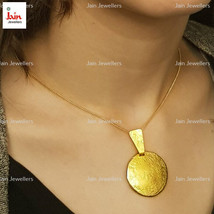 18 Kt Hallmark Real Solid Yellow Gold Circle Oval Rustic Chain Necklace Pendant - £1,366.11 GBP+