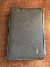 White Dove Bible Case Carrying Book Black Leather XL Zippered Cover 7&quot;x11&quot; - $16.99