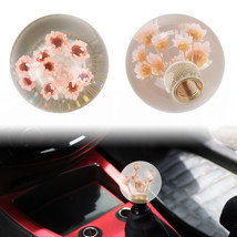 Universal Round Ball Crystal Real Pink Flowers Manual Gear Shift Knob Shifter - £12.01 GBP