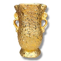 Weeping Bright Gold Vase Urn USA Vintage Hand Decorated 22K Gold C30 - £23.56 GBP