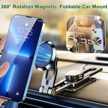 360 Rotation Magnetic Phone Holder Foldable Car Mount Stand Dashboard Universal - £20.43 GBP