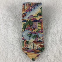 JOS A BANK MENS TIE PINK BLUE YELLOW WITH CARS BOATS 3.75 X 59” - £10.80 GBP