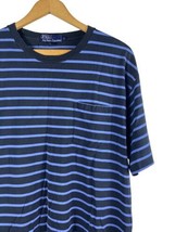 Ralph Lauren T Shirt Size Large Mens Blue Navy Blue Stripe Knit 100% Fin... - £29.28 GBP