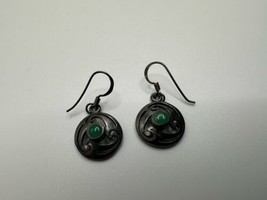 Vintage Celtic Emerald Dangle Earrings 3.2cm - £17.38 GBP