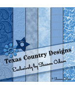 Digital Scrapbooking Paper in Shades of Blue - £2.81 GBP