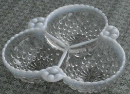 Anchor Hocking Moonstone Opalescent Hobnail Three Compartment Relish, VG COND - £15.77 GBP