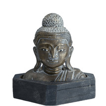 Vintage Burmese Bronze Buddha Bust with glass eyes - $99.00