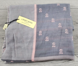 Comfy Wool Australia Gray Striped Beach Cover Up - Gray / Pink 25&quot; x 72&quot; - £22.70 GBP