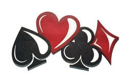 Red black card suits wood wall art, card suits sculpture, poker wall art 26x13 - $128.69