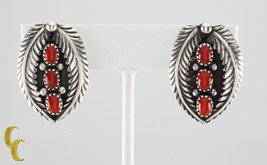 Sterling Silver Three Coral Leaf Clip-On Earrings Vintage R Bennett Nice! - £234.67 GBP