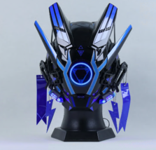 Luminous Cyberpunk Mask, Star Wars Helmet, DJ Mask, Glowing Blue Sci-Fi ... - £131.89 GBP