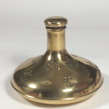 Nautical decanter pierced brass over glass barware mancave gift Vintage - £60.08 GBP