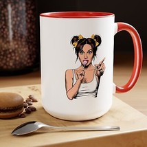 Sexy PopArt Girl with Sucker and Pigtails 15oz Coffee Mug - $14.95