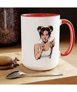 Sexy PopArt Girl with Sucker and Pigtails 15oz Coffee Mug - $14.95