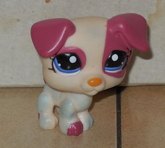 Hasbro Littlest Pet Shop Lps #1200 Jack Russel White Pink Blue Eyes - £11.46 GBP