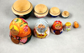 Handpainted Wooden Nesting Dolls Set of 5 Russian Family Parents Kids Cat 3.5 in - £11.12 GBP