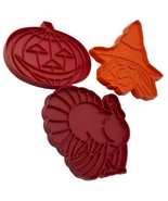 Lot of 3 Fall Halloween Thanksgiving Plastic Cookie Cutters Pumpkin Witc... - $13.29 CAD