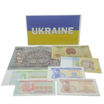 Ukraine Set Of 7 Banknotes in Billfold 1918-Present With C.O.A - £74.01 GBP