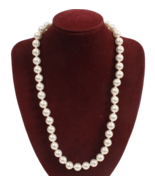 Faux Pearl Strand 8 mm with Pearl and Rhinestone Clasp Great Luster 19 I... - $12.19