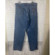 Carhartt Mens Work Jeans Size 36 Blue Medium Wash Flannel Lined - $11.69