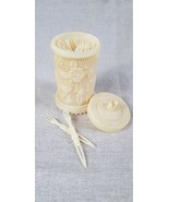 Vintage Celluloid Cocktail Forks Set With Pretty Decorative Rose Design ... - $28.97 CAD