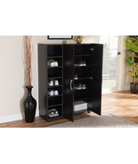 Sampson Two-Tone Wenge and Black 2-Door Wood Entryway Shoe Storage Cabinet - $4,638.69 MXN