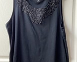 Croft and Barrow Crochet Round Neck Tank Top Womens Plus Size 2X Black Knit - $13.74