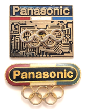 Lot 2 Panasonic Olympics Sponsor Pins Logo Circuit Board  Bar Design Adv... - $372.00 MXN
