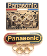 Lot 2 Panasonic Olympics Sponsor Pins Logo Circuit Board  Bar Design Adv... - $367.32 MXN