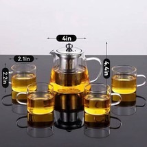18.6 OZ Glass Teapot Borosilicate Clear Tea Kettle with Remove and 4 pcs... - $22.18