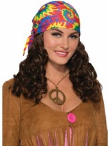 Forum Novelties, Women&#39;s Hippie Head Scarf W Wig, Brown, Standard - £40.97 GBP