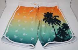 Old Navy California Men&#39;s Orange Palm Tree Lace-Up Board Shorts Size 33w NWT - £14.37 GBP
