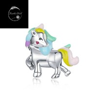 Genuine Sterling Silver 925 Unicorn Horse Pony Animal Unicorn Bead Charm Sister - £16.94 GBP