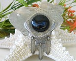 Vintage fish brooch pin round black stone large mexico silver thumb155 crop