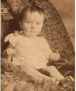 ANTIQUE BRITISH CARD DE VISITE BEAUTIFUL BABY IN WHITE SEPIA PHOTO  - $19.99