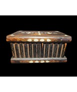 Vintage Turkish Wooden Puzzle Box Mother of Pearl Brass Inlay Secret Lock - $455.79 CAD