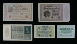 1910-1923 Deutschland 5-Notes Deutsche Reich &amp; Weimar Republik 1000-10 M... - $985.10 MXN