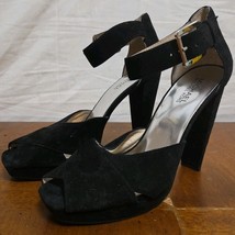 Michael Michael Kors Black Suede Heels Pumps Size 8.5 Peep Toe Platform ... - $39.95