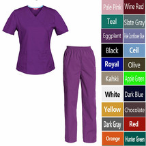 Women&#39;s Scrub Set Medical Nursing Uniform Set Top and Pants - £31.15 GBP