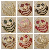 Joharibazar Kundan Gold Plated Pearl Chain Rani Haar  Necklace Jewelry Set - £23.22 GBP