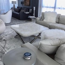 White Quartz Agate Center Sofa Table Top Handmade Hallway Living Room Décor - $10,186.15 MXN+